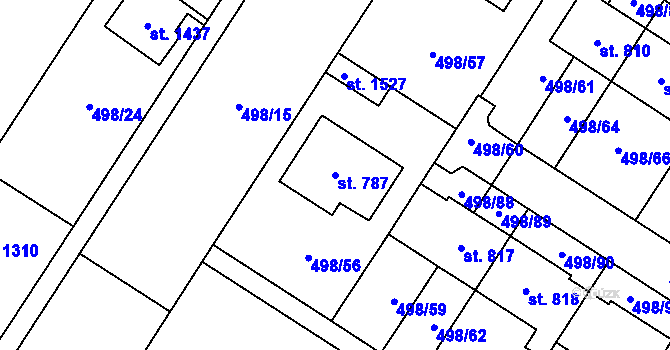 Parcela st. 787 v KÚ Přímětice, Katastrální mapa