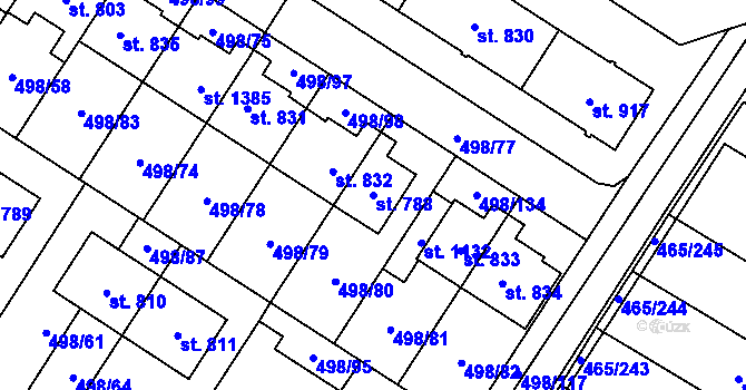 Parcela st. 788 v KÚ Přímětice, Katastrální mapa