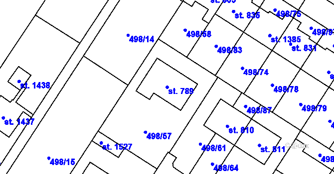 Parcela st. 789 v KÚ Přímětice, Katastrální mapa