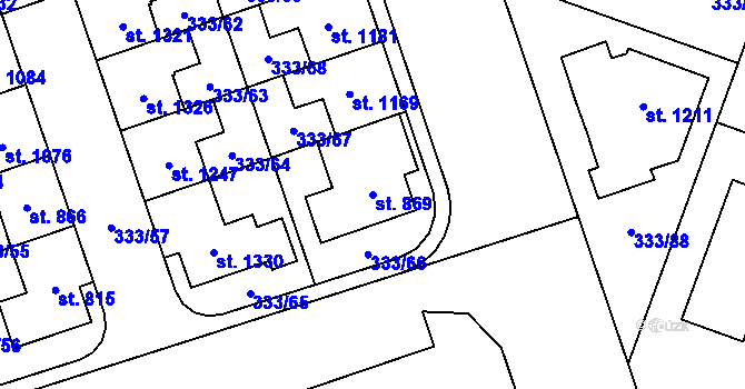 Parcela st. 869 v KÚ Přímětice, Katastrální mapa
