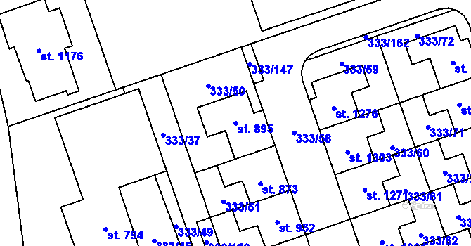 Parcela st. 895 v KÚ Přímětice, Katastrální mapa