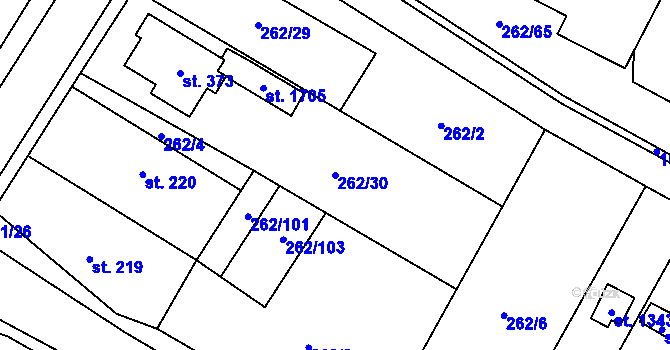 Parcela st. 262/30 v KÚ Přímětice, Katastrální mapa