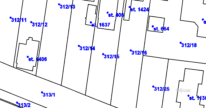 Parcela st. 312/15 v KÚ Přímětice, Katastrální mapa