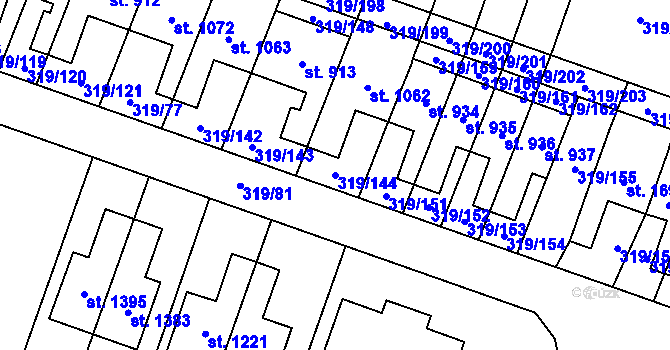 Parcela st. 319/144 v KÚ Přímětice, Katastrální mapa