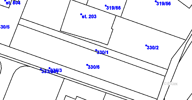 Parcela st. 330/1 v KÚ Přímětice, Katastrální mapa