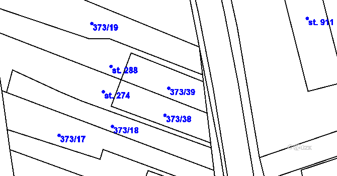 Parcela st. 373/39 v KÚ Přímětice, Katastrální mapa