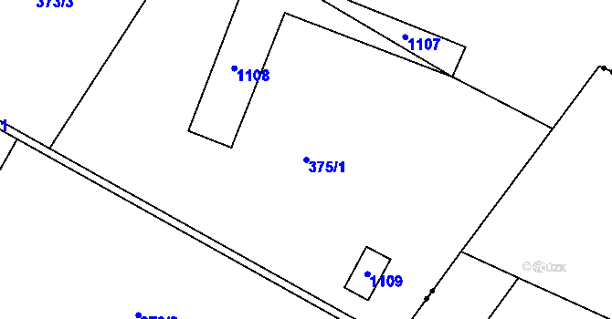 Parcela st. 375/1 v KÚ Přímětice, Katastrální mapa