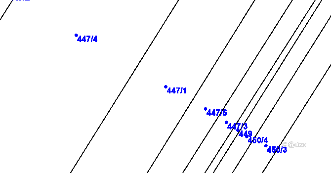 Parcela st. 447/1 v KÚ Přímětice, Katastrální mapa