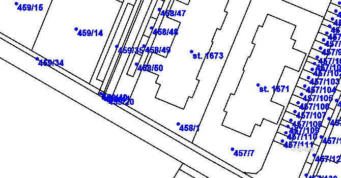 Parcela st. 458/2 v KÚ Přímětice, Katastrální mapa