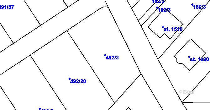 Parcela st. 492/3 v KÚ Přímětice, Katastrální mapa