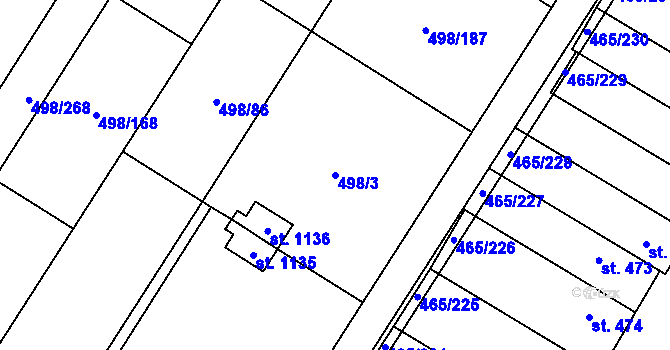 Parcela st. 498/3 v KÚ Přímětice, Katastrální mapa