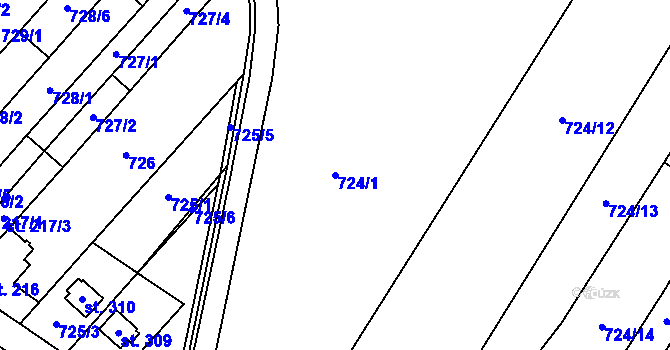 Parcela st. 724/1 v KÚ Přímětice, Katastrální mapa
