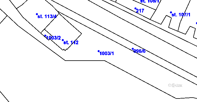 Parcela st. 1003/1 v KÚ Přímětice, Katastrální mapa