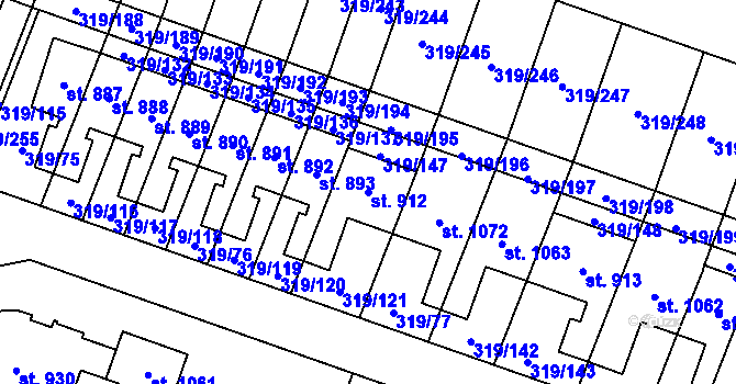 Parcela st. 912 v KÚ Přímětice, Katastrální mapa