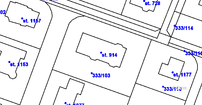 Parcela st. 914 v KÚ Přímětice, Katastrální mapa