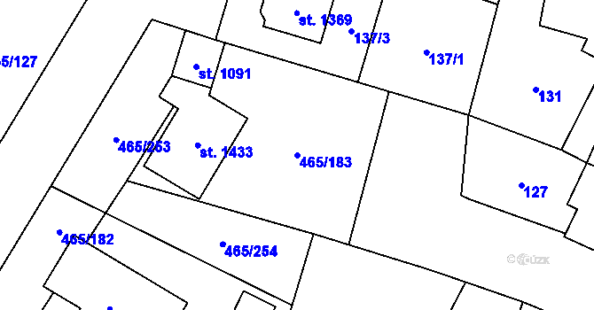 Parcela st. 465/183 v KÚ Přímětice, Katastrální mapa