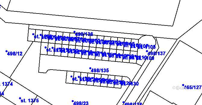 Parcela st. 1114 v KÚ Přímětice, Katastrální mapa
