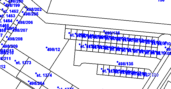 Parcela st. 1121 v KÚ Přímětice, Katastrální mapa