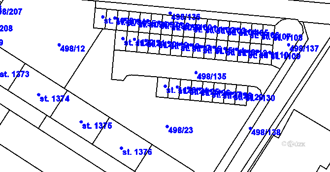 Parcela st. 1123 v KÚ Přímětice, Katastrální mapa