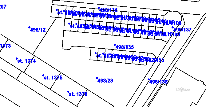 Parcela st. 1124 v KÚ Přímětice, Katastrální mapa