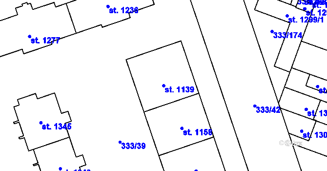 Parcela st. 1139 v KÚ Přímětice, Katastrální mapa