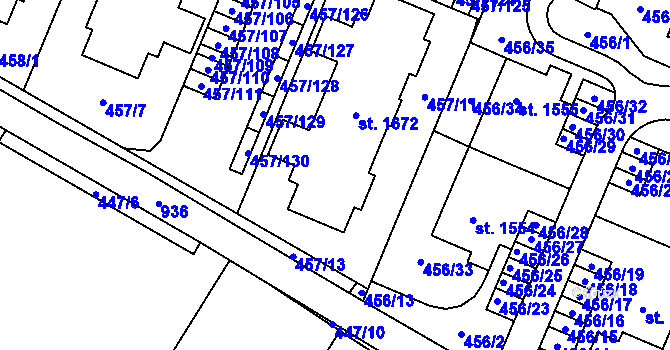 Parcela st. 457/12 v KÚ Přímětice, Katastrální mapa