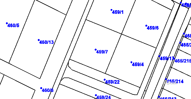 Parcela st. 459/7 v KÚ Přímětice, Katastrální mapa