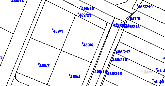 Parcela st. 459/6 v KÚ Přímětice, Katastrální mapa