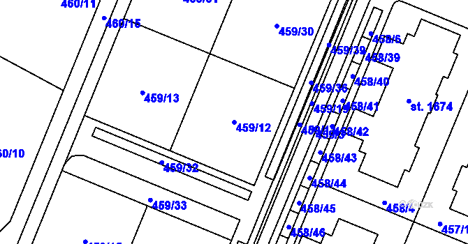 Parcela st. 459/12 v KÚ Přímětice, Katastrální mapa