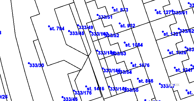 Parcela st. 333/144 v KÚ Přímětice, Katastrální mapa