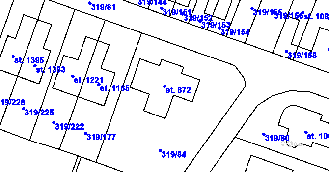 Parcela st. 872 v KÚ Přímětice, Katastrální mapa