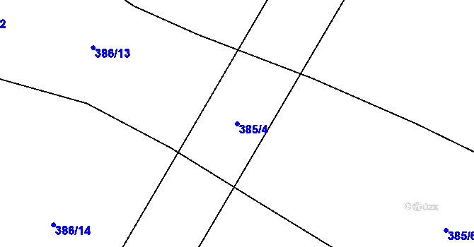 Parcela st. 385/4 v KÚ Přímětice, Katastrální mapa