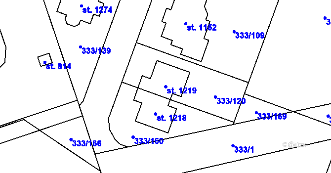 Parcela st. 1219 v KÚ Přímětice, Katastrální mapa