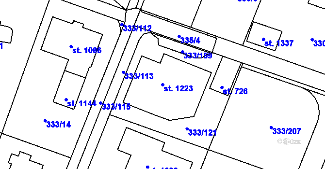 Parcela st. 1223 v KÚ Přímětice, Katastrální mapa