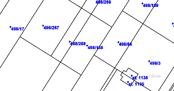 Parcela st. 498/168 v KÚ Přímětice, Katastrální mapa
