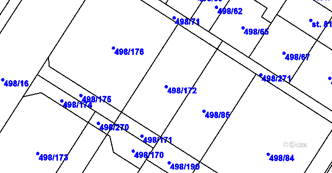 Parcela st. 498/172 v KÚ Přímětice, Katastrální mapa