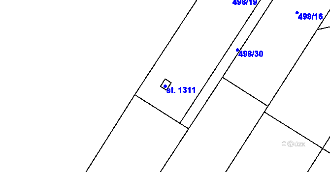 Parcela st. 1311 v KÚ Přímětice, Katastrální mapa