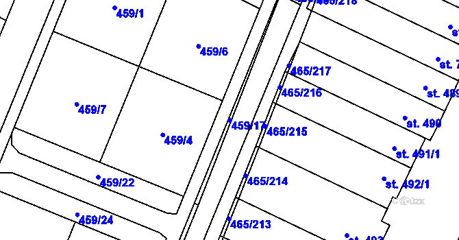 Parcela st. 459/17 v KÚ Přímětice, Katastrální mapa