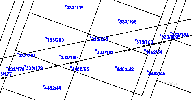 Parcela st. 333/181 v KÚ Přímětice, Katastrální mapa