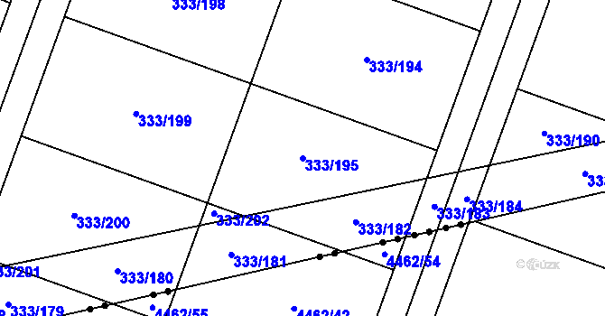 Parcela st. 333/195 v KÚ Přímětice, Katastrální mapa