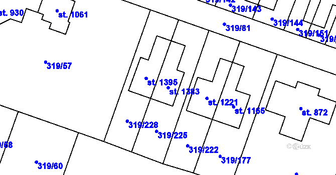 Parcela st. 1383 v KÚ Přímětice, Katastrální mapa