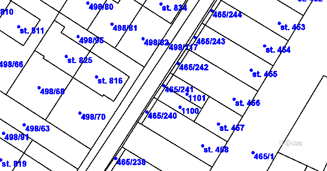 Parcela st. 465/241 v KÚ Přímětice, Katastrální mapa
