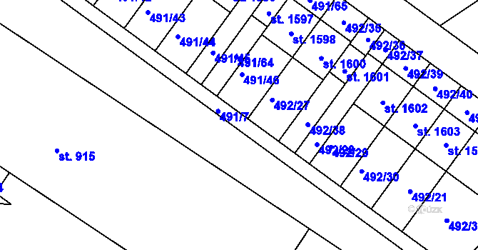 Parcela st. 492/19 v KÚ Přímětice, Katastrální mapa