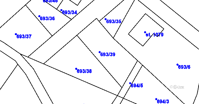 Parcela st. 693/39 v KÚ Přímětice, Katastrální mapa