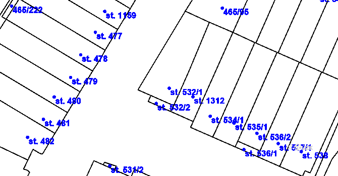 Parcela st. 532/1 v KÚ Přímětice, Katastrální mapa