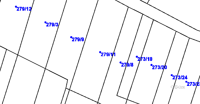 Parcela st. 279/11 v KÚ Přímětice, Katastrální mapa