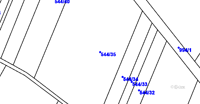 Parcela st. 544/35 v KÚ Přímětice, Katastrální mapa