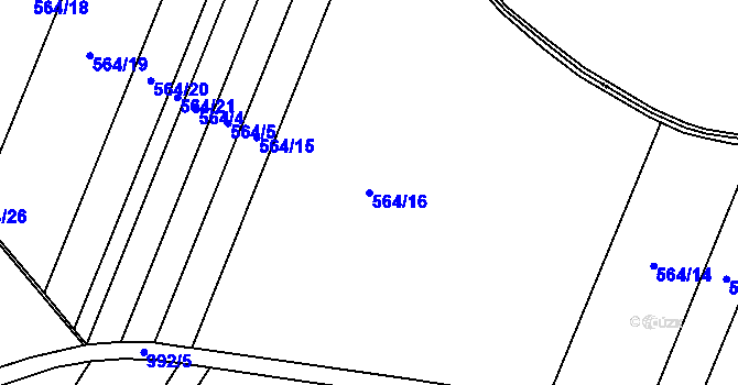 Parcela st. 564/16 v KÚ Přímětice, Katastrální mapa