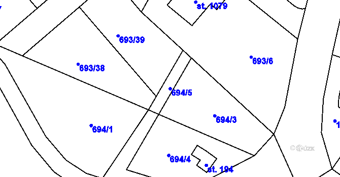 Parcela st. 694/5 v KÚ Přímětice, Katastrální mapa