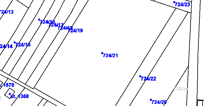 Parcela st. 724/21 v KÚ Přímětice, Katastrální mapa